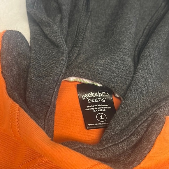 PK Peekaboo Beans orange and Grey Hooded Sweatshirt with Decorative Trim - Picture 2 of 5